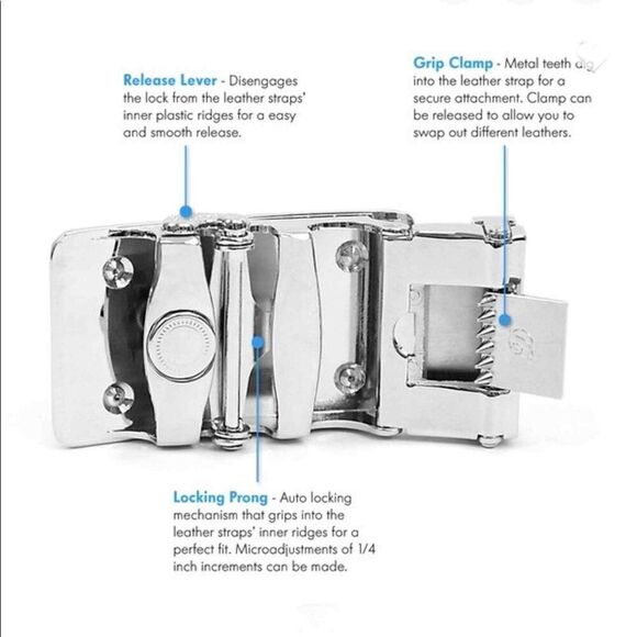 Men’s Leather Sliding Buckle Adjustable Belt - Picture 4 of 6